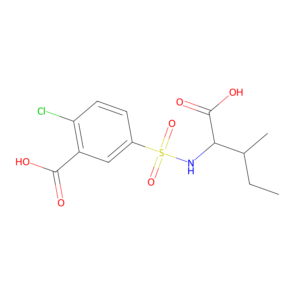 5-[(1-Carboxy-2-methylbutyl)sulfamoyl]-2-chlorobenzoic acid molecular structure, CAS 1008040-45-6