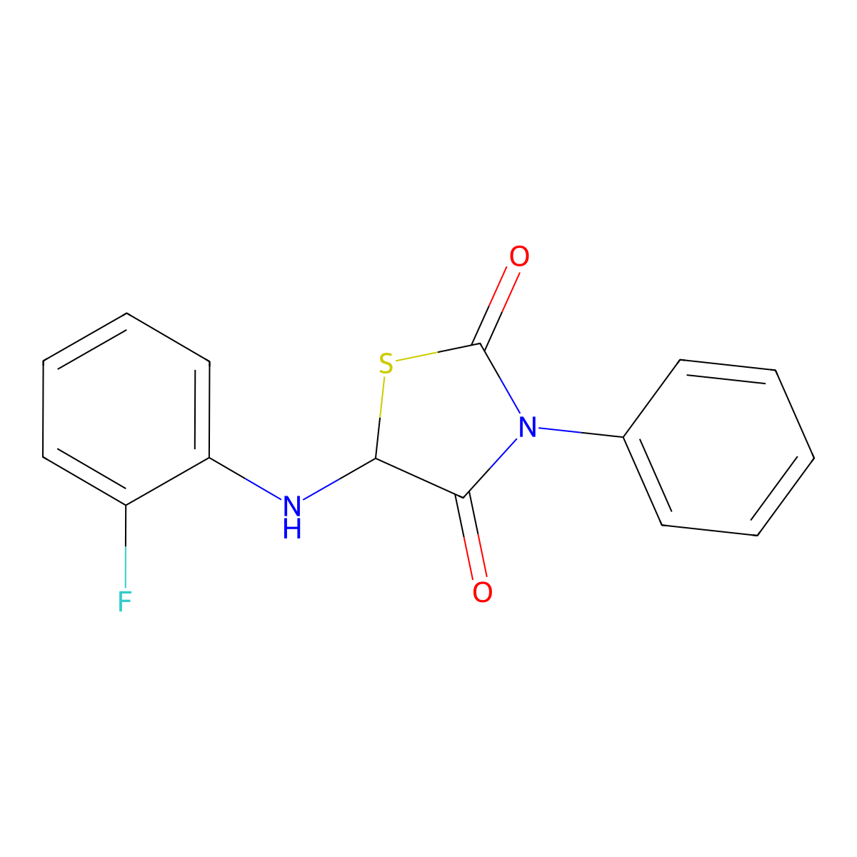 5-[(2-Fluorophenyl)amino]-3-phenyl-1,3-thiazolidine-2,4-dione molecular structure, CAS 1008043-05-7