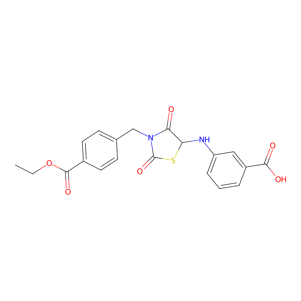 3-({3-[4-(Ethoxycarbonyl)benzyl]-2,4-dioxo-1,3-thiazolidin-5-yl}amino)benzoic acid molecular structure, CAS 1008043-12-6