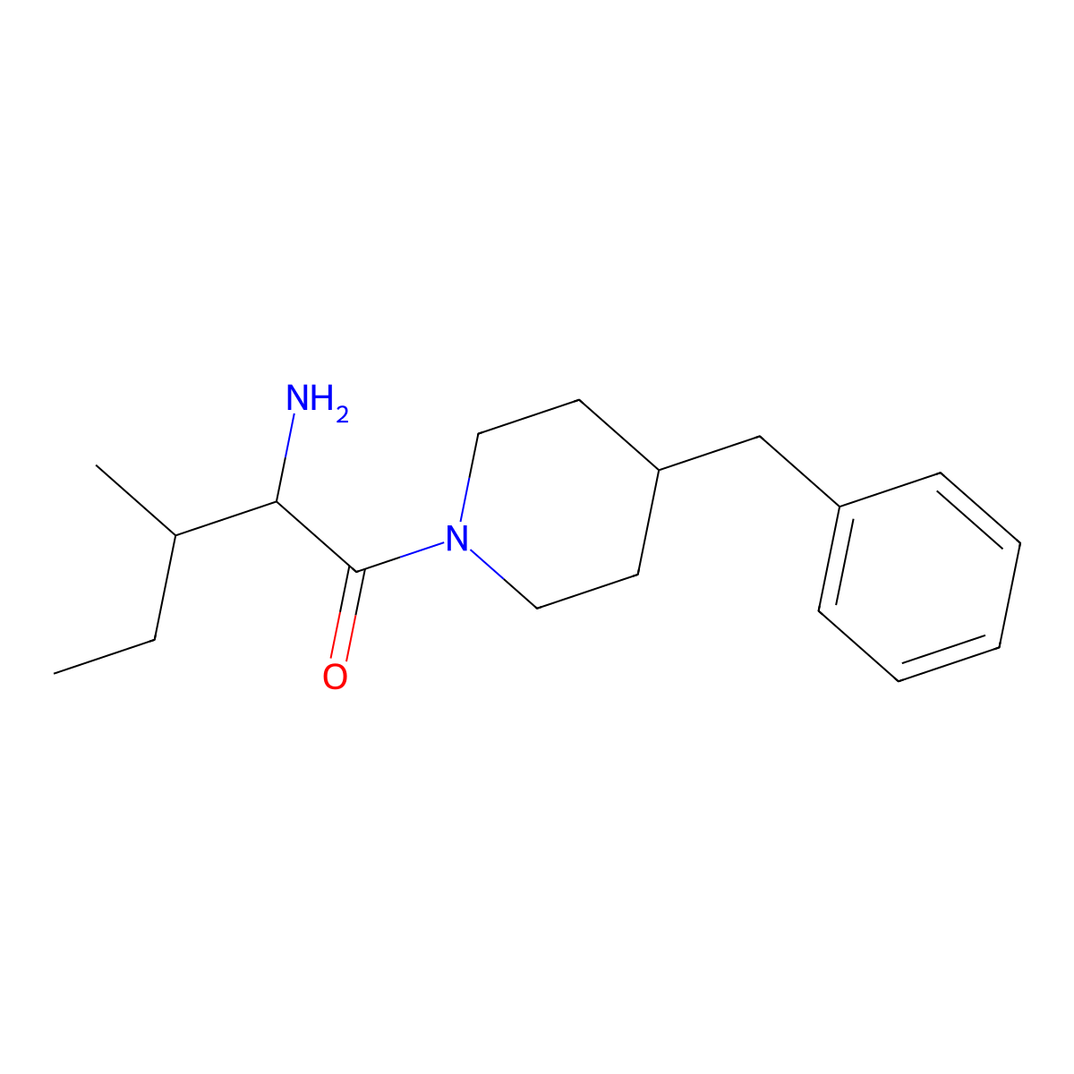2-Amino-1-(4-benzylpiperidin-1-yl)-3-methylpentan-1-one molecular structure, CAS 1008050-64-3