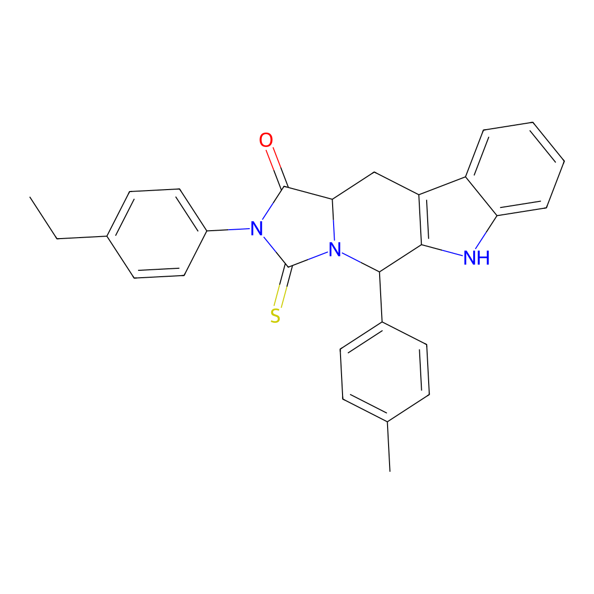 2-(4-ethylphenyl)-5-(4-methylphenyl)-3-thioxo-2,3,5,6,11,11a-hexahydro-1H-imidazo[1',5':1,6]pyrido[3,4-b]indol-1-one molecular structure, CAS 1008051-59-9