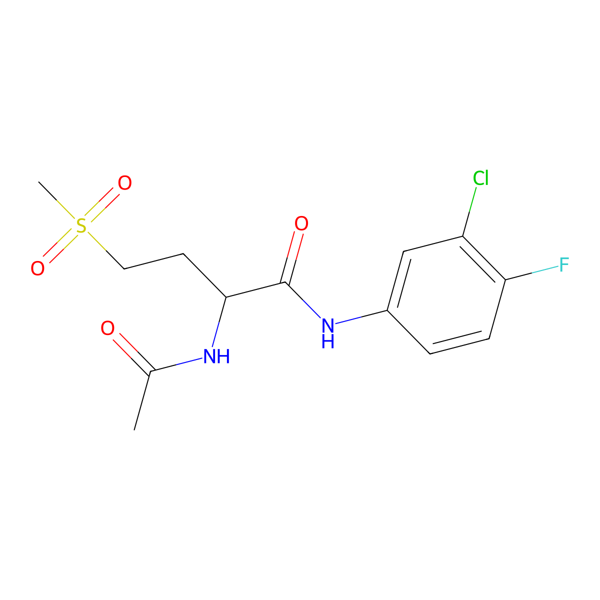 2-acetamido-N-(3-chloro-4-fluorophenyl)-4-(methylsulfonyl)butanamide molecular structure, CAS 1008051-78-2