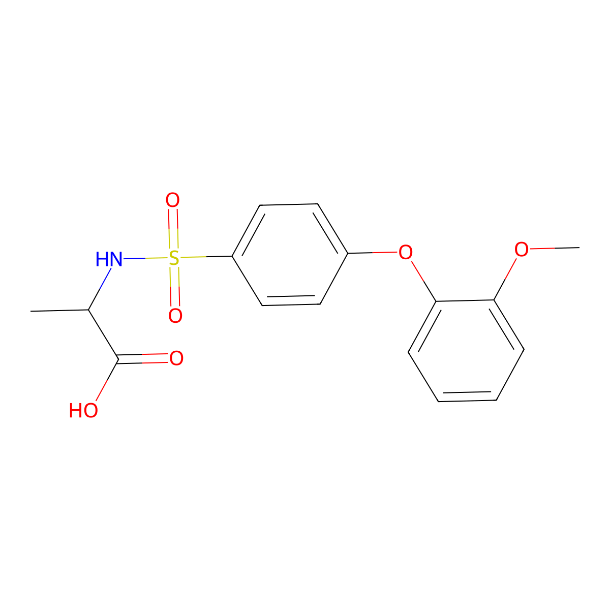 N-((4-(2-Methoxyphenoxy)phenyl)sulfonyl)alanine molecular structure, CAS 1008052-20-7