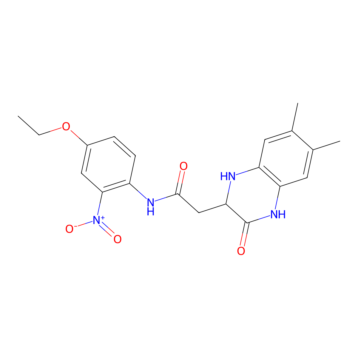 2-(6,7-dimethyl-3-oxo-1,2,3,4-tetrahydroquinoxalin-2-yl)-N-(4-ethoxy-2-nitrophenyl)acetamide molecular structure, CAS 1008053-68-6