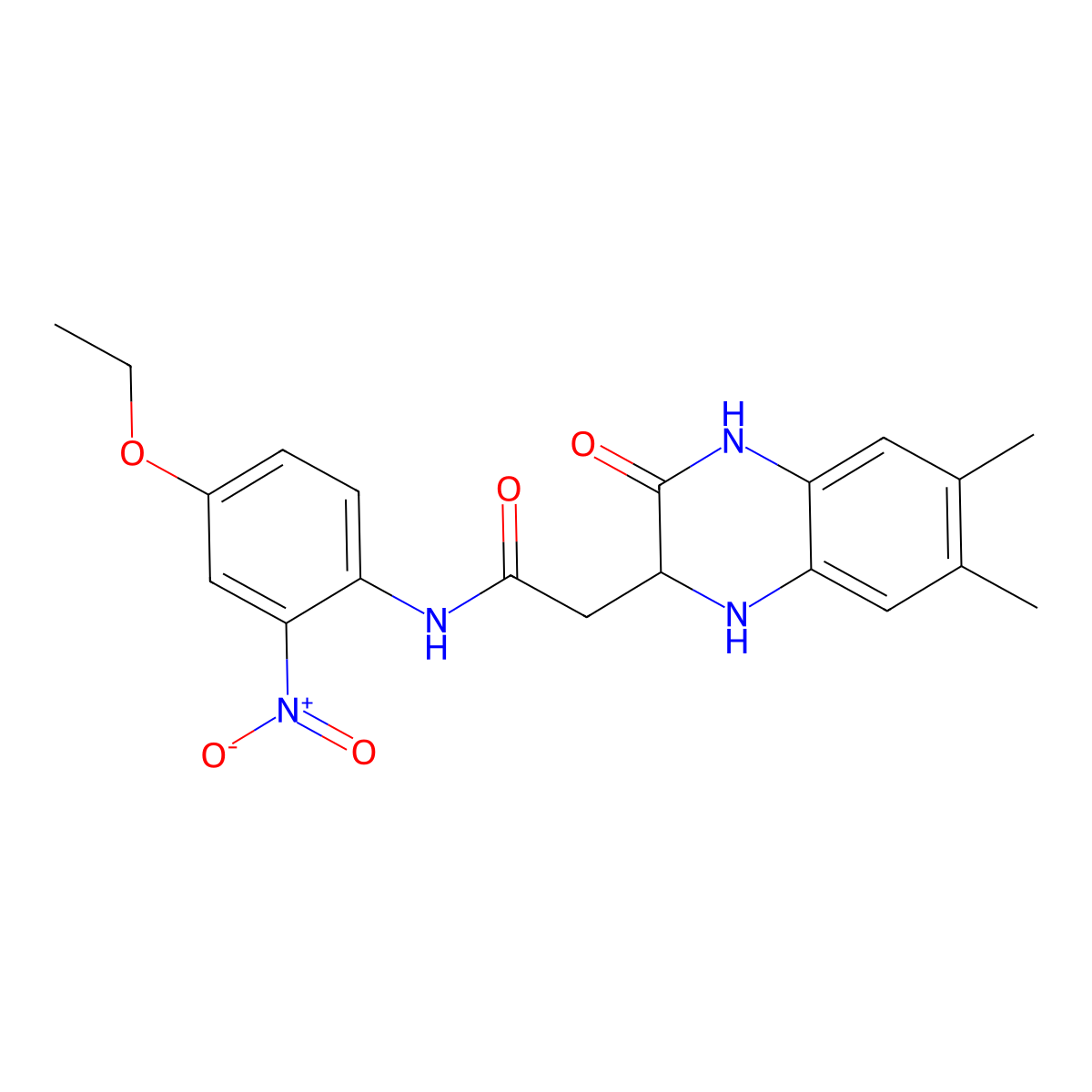 2-(6,7-dimethyl-3-oxo-1,2,3,4-tetrahydroquinoxalin-2-yl)-N-(4-ethoxy-2-nitrophenyl)acetamide molecular structure, CAS 1008053-68-6