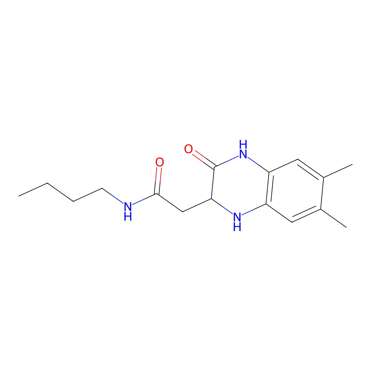 N-butyl-2-(6,7-dimethyl-3-oxo-1,2,3,4-tetrahydroquinoxalin-2-yl)acetamide molecular structure, CAS 1008054-54-3