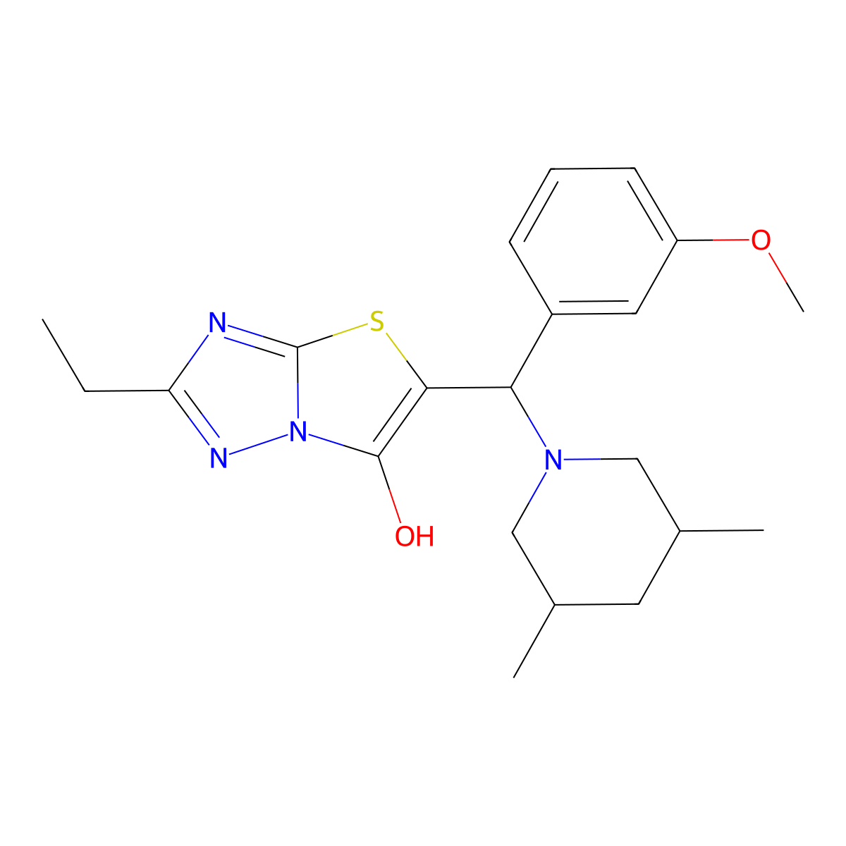 5-((3,5-Dimethylpiperidin-1-yl)(3-methoxyphenyl)methyl)-2-ethylthiazolo[3,2-b][1,2,4]triazol-6-ol molecular structure, CAS 1008054-81-6