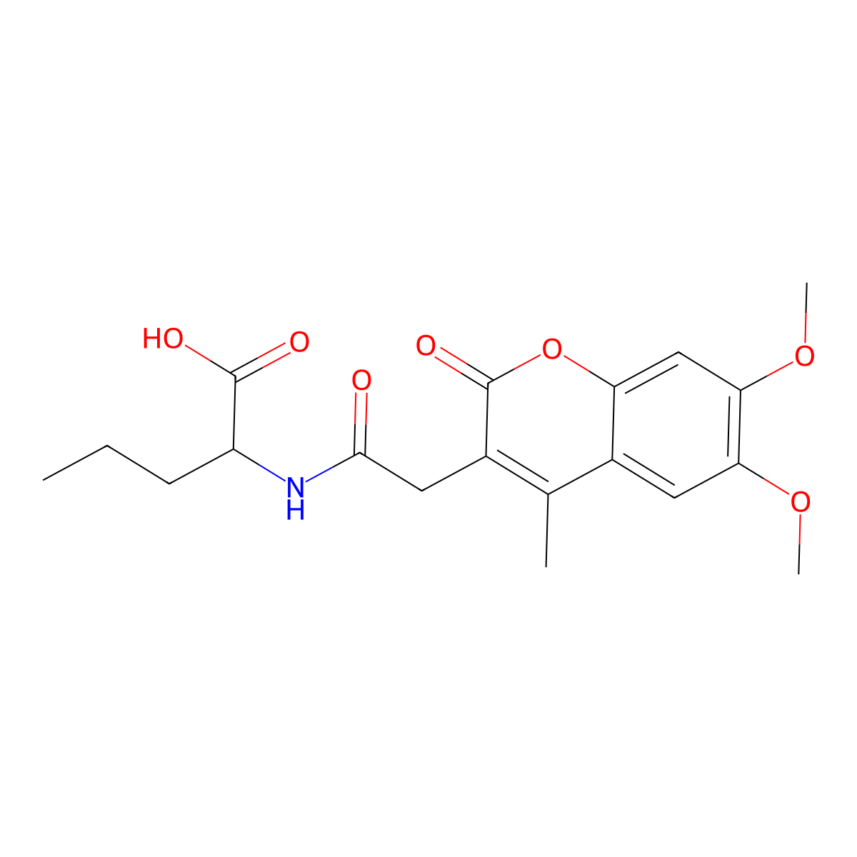 N-[(6,7-dimethoxy-4-methyl-2-oxo-2H-chromen-3-yl)acetyl]norvaline molecular structure, CAS 1008055-35-3