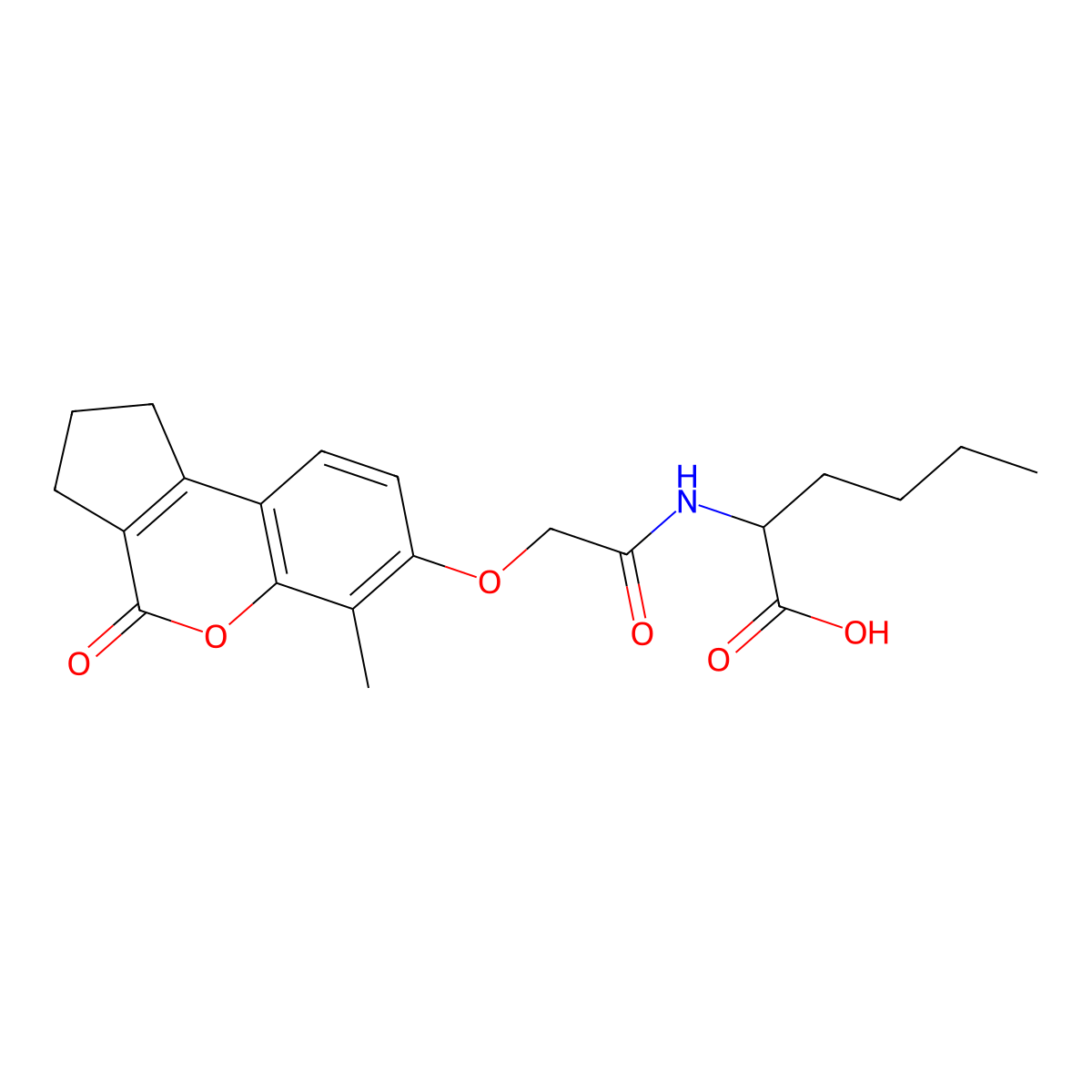 N-{[(6-methyl-4-oxo-1,2,3,4-tetrahydrocyclopenta[c]chromen-7-yl)oxy]acetyl}norleucine molecular structure, CAS 1008056-33-4