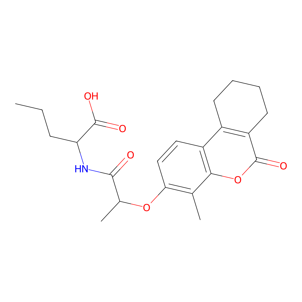 N-{2-[(4-methyl-6-oxo-7,8,9,10-tetrahydro-6H-benzo[c]chromen-3-yl)oxy]propanoyl}norvaline molecular structure, CAS 1008056-38-9