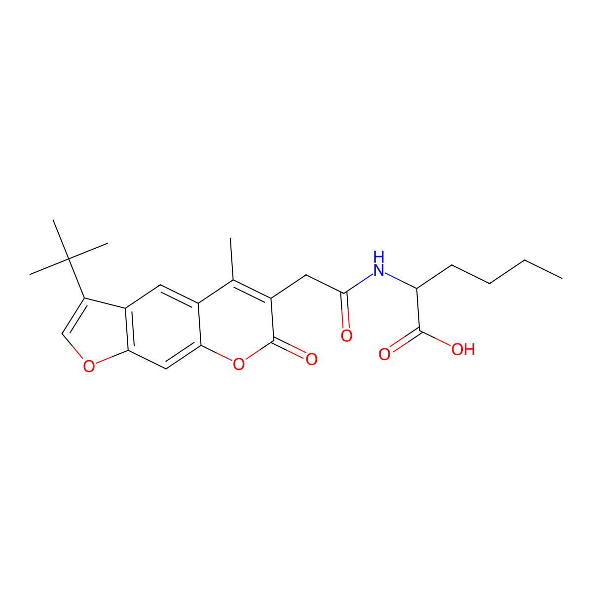 N-[(3-tert-butyl-5-methyl-7-oxo-7H-furo[3,2-g]chromen-6-yl)acetyl]norleucine molecular structure, CAS 1008056-45-8