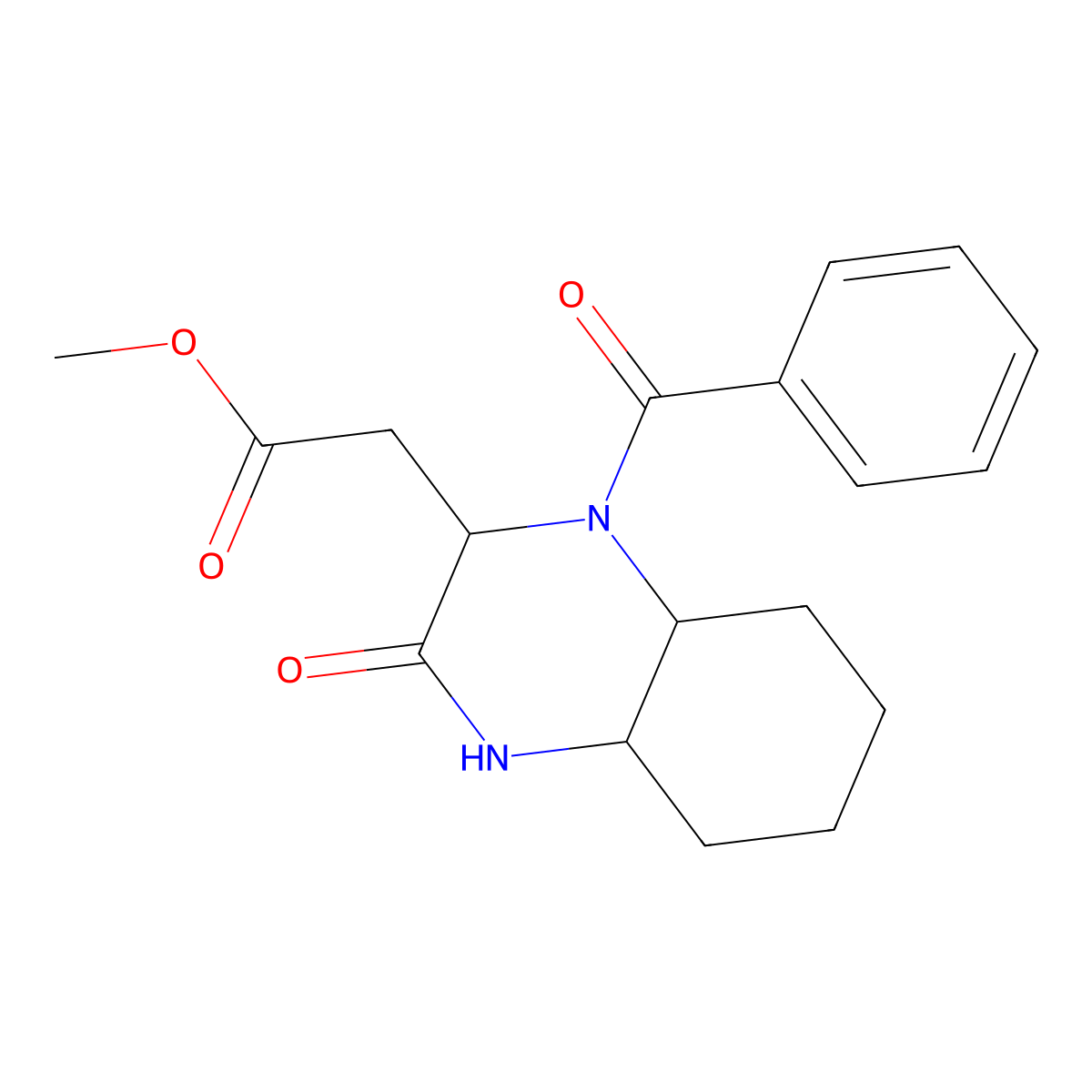Methyl (1-benzoyl-3-oxodecahydro-2-quinoxalinyl)acetate molecular structure, CAS 1008061-20-8