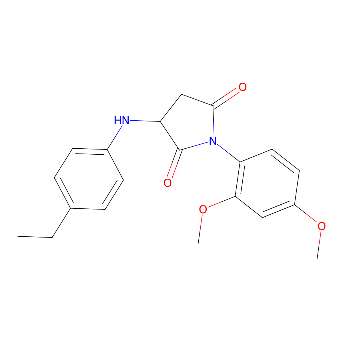 1-(2,4-Dimethoxyphenyl)-3-((4-ethylphenyl)amino)pyrrolidine-2,5-dione molecular structure, CAS 1008061-26-4