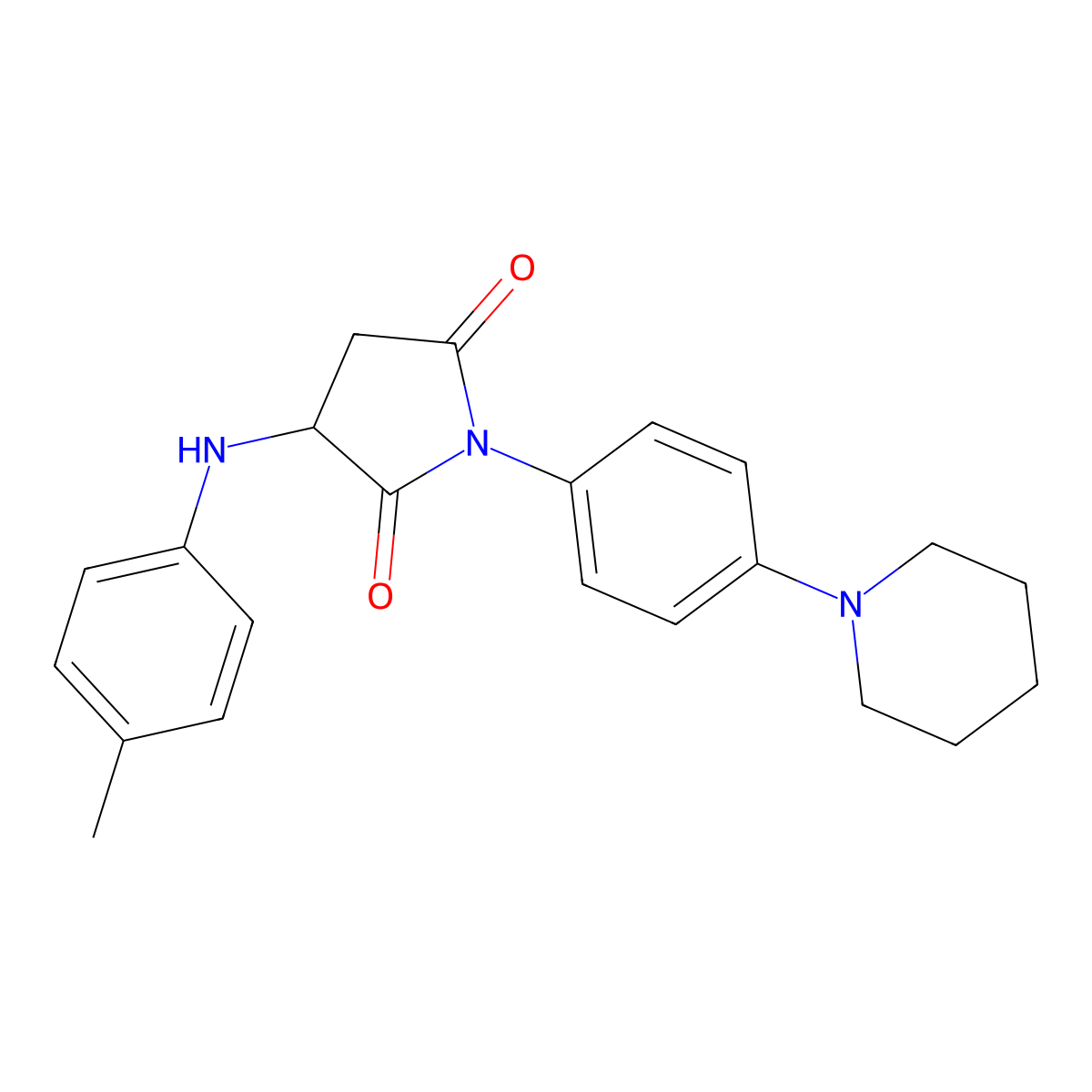 1-(4-(Piperidin-1-yl)phenyl)-3-(p-tolylamino)pyrrolidine-2,5-dione molecular structure, CAS 1008061-51-5
