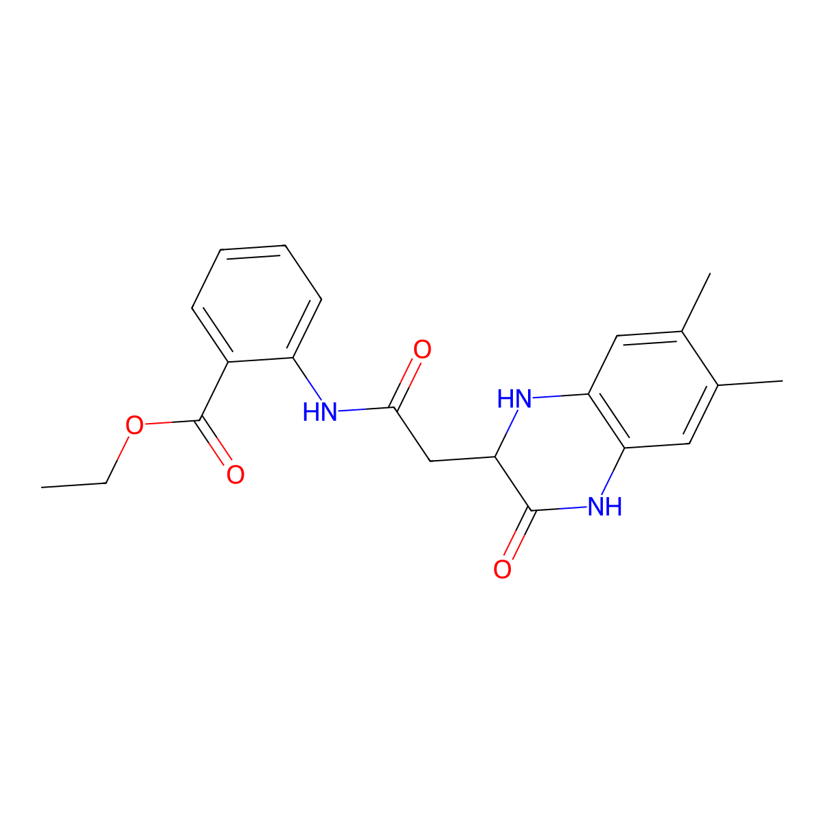 Ethyl 2-[2-(6,7-dimethyl-3-oxo-1,2,3,4-tetrahydroquinoxalin-2-yl)acetamido]benzoate molecular structure, CAS 1008062-42-7