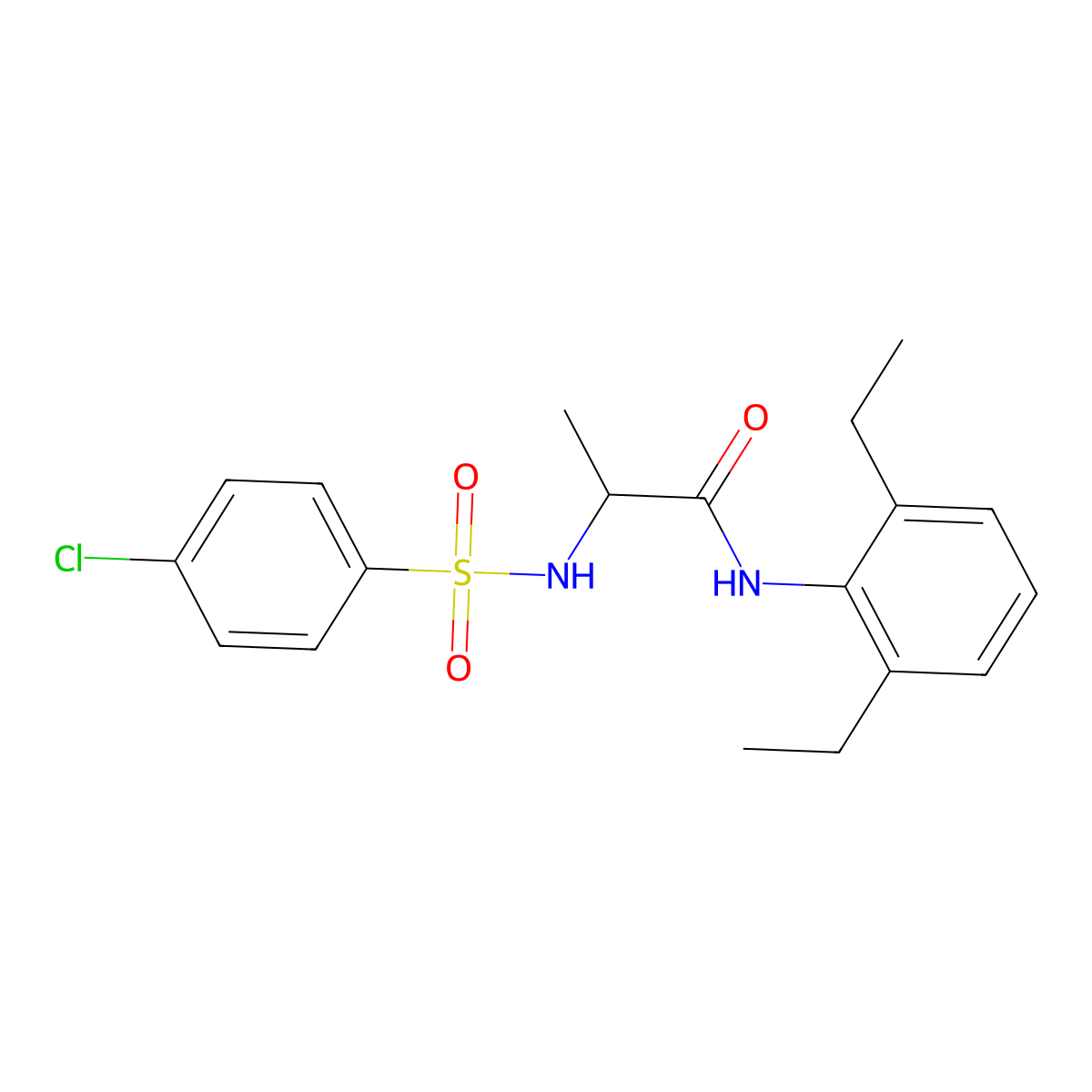 2-[(4-chlorophenyl)sulfonylamino]-N-(2,6-diethylphenyl)propanamide molecular structure, CAS 1008063-30-6