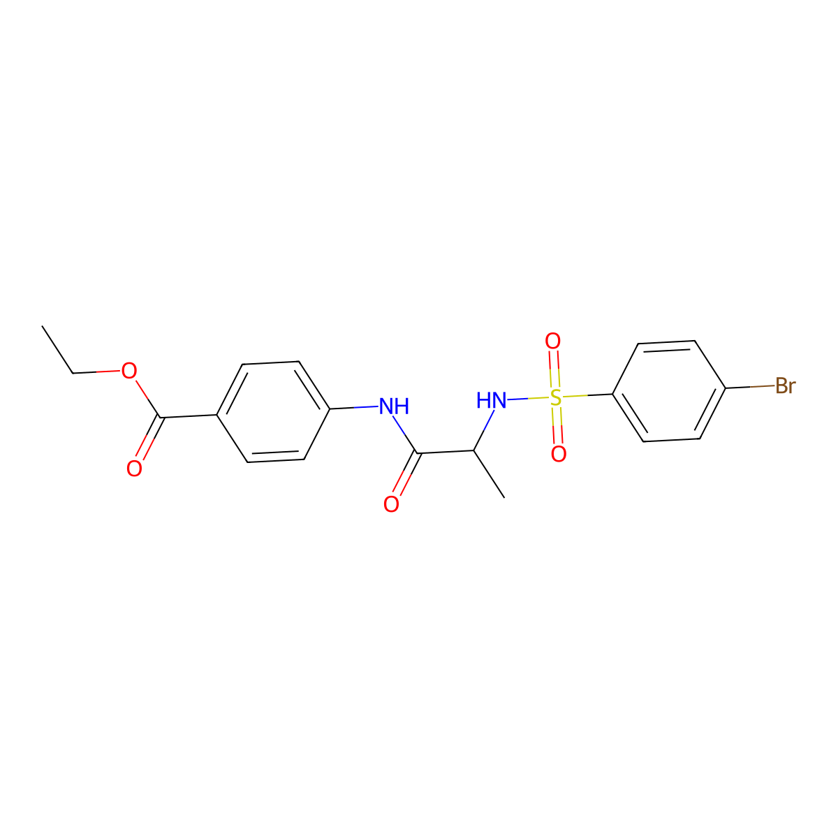 Ethyl 4-[2-[(4-bromophenyl)sulfonylamino]propanoylamino]benzoate molecular structure, CAS 1008063-39-5