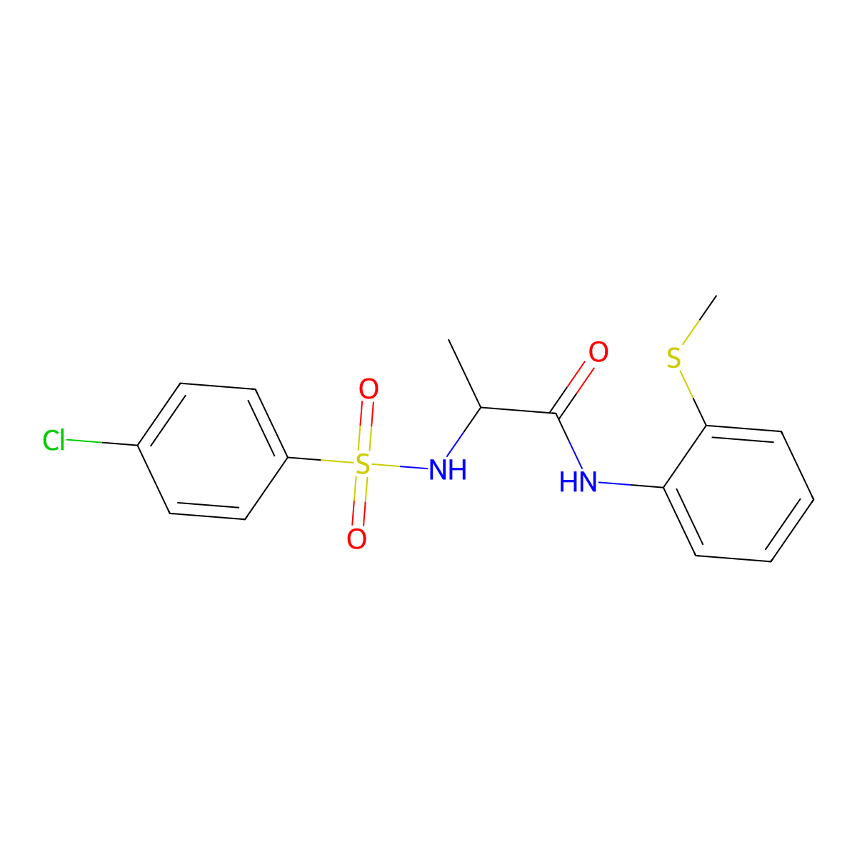 2-[(4-chlorophenyl)sulfonylamino]-N-(2-methylsulfanylphenyl)propanamide molecular structure, CAS 1008063-61-3