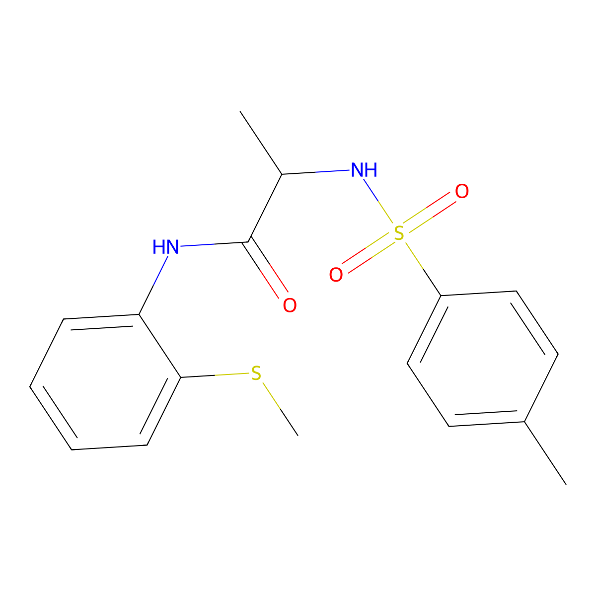2-[(4-methylphenyl)sulfonylamino]-N-(2-methylsulfanylphenyl)propanamide molecular structure, CAS 1008063-63-5