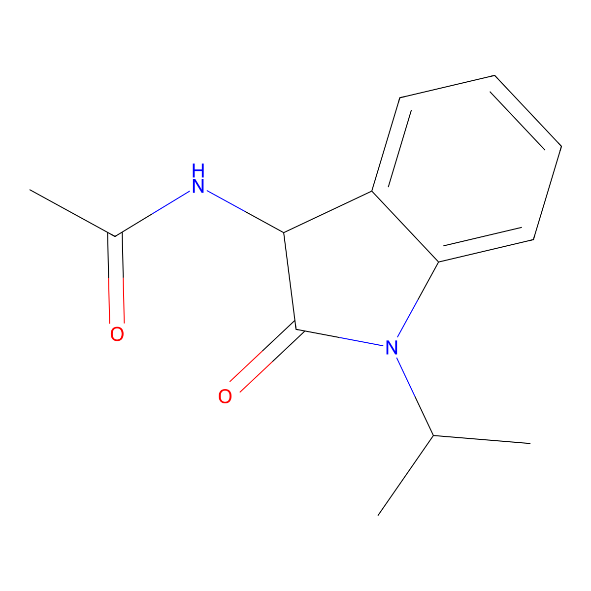 N-(2-oxo-1-propan-2-yl-3H-indol-3-yl)acetamide molecular structure, CAS 1008063-80-6