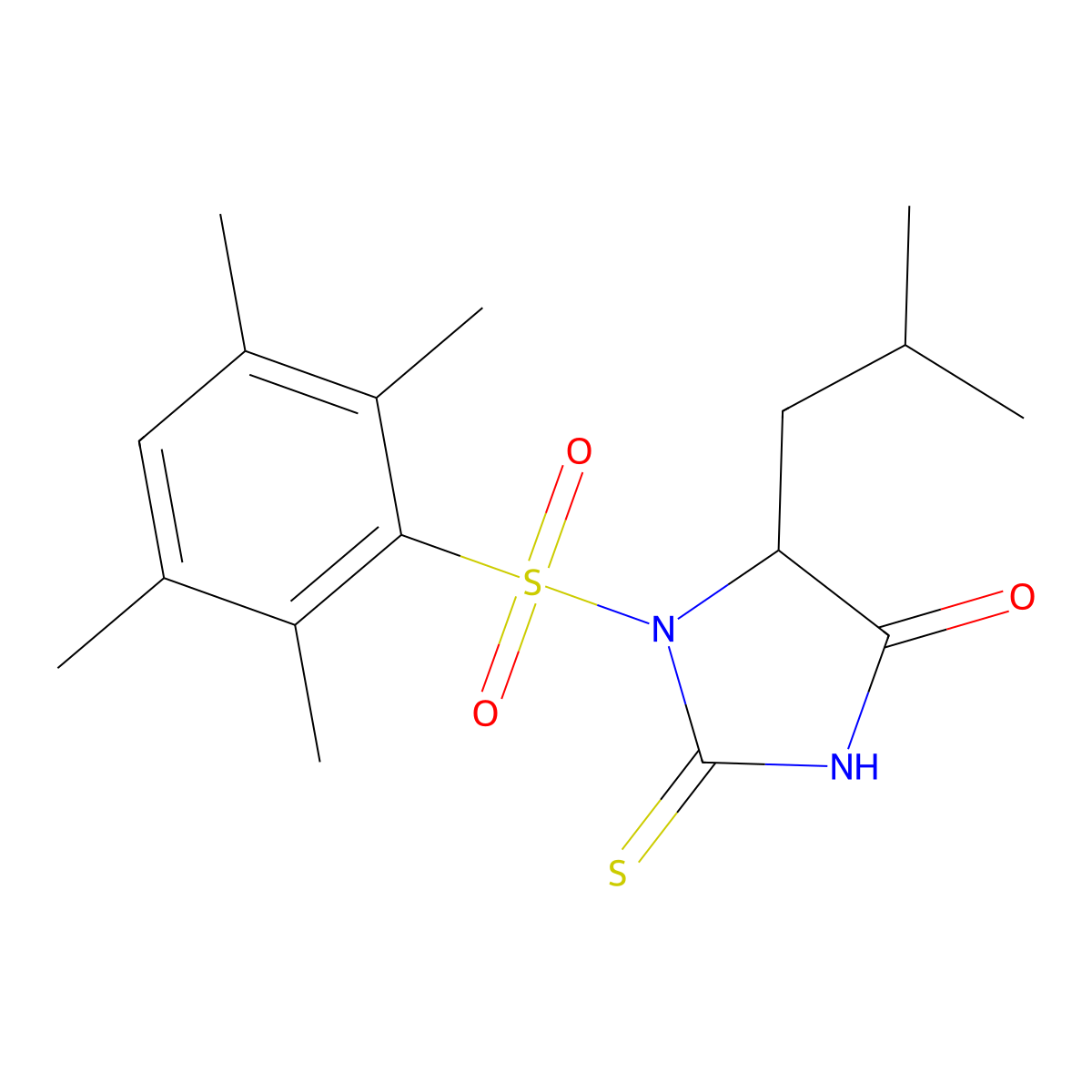 5-Isobutyl-1-((2,3,5,6-tetramethylphenyl)sulfonyl)-2-thioxoimidazolidin-4-one molecular structure, CAS 1008063-89-5