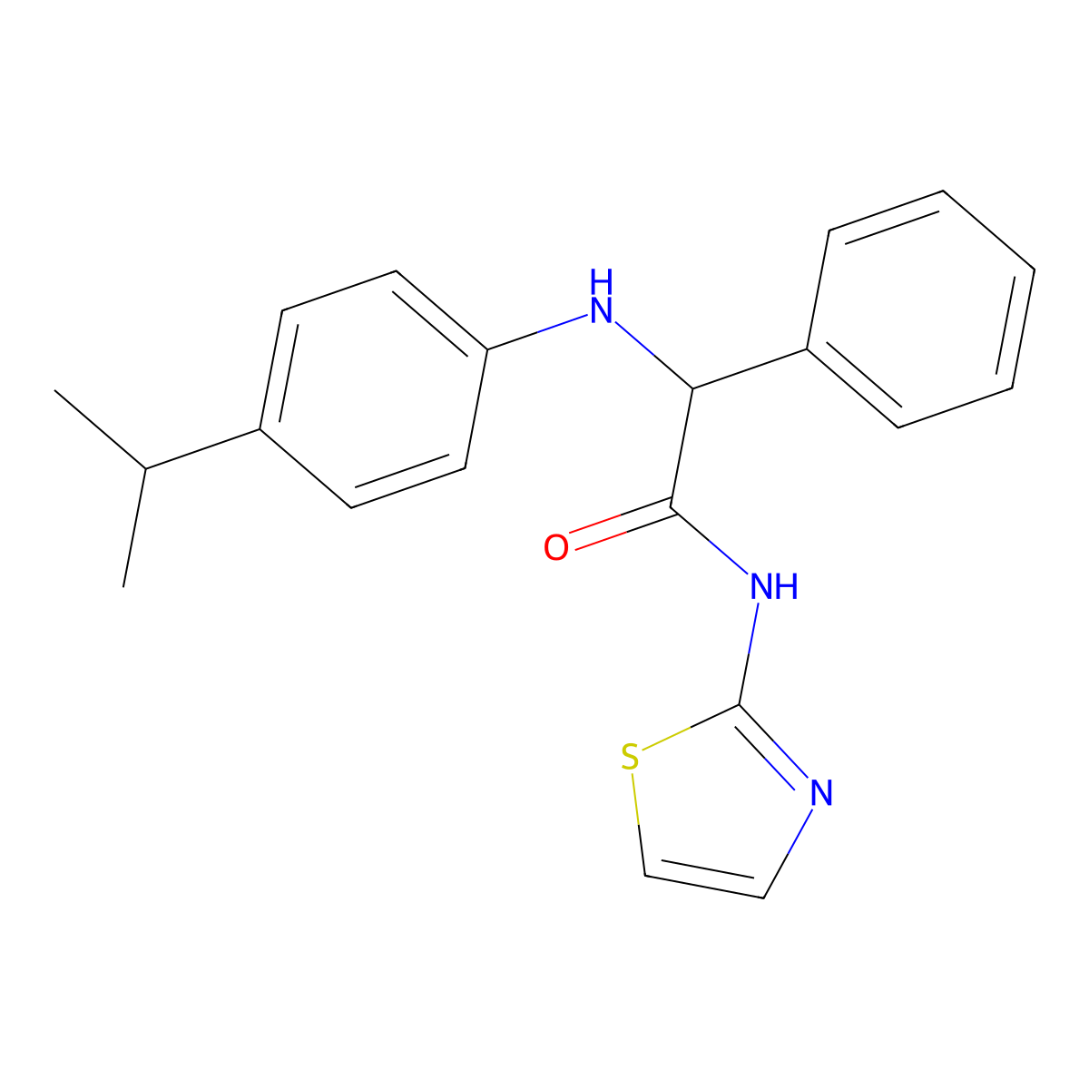 2-(4-isopropylanilino)-2-phenyl-N-(1,3-thiazol-2-yl)acetamide molecular structure, CAS 1008064-68-3