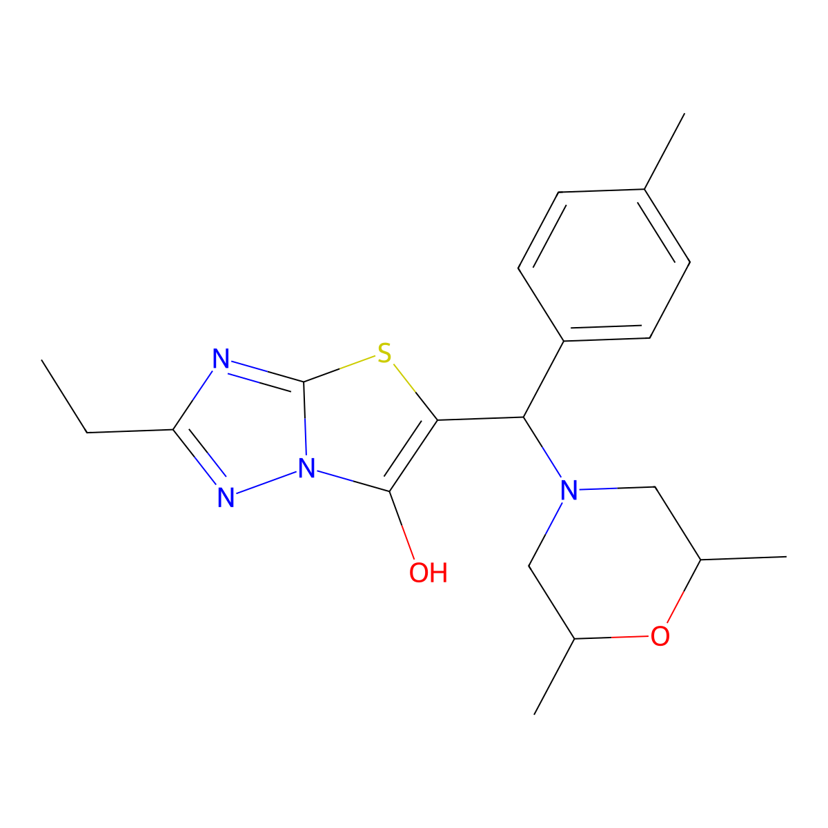 5-((2,6-Dimethylmorpholino)(p-tolyl)methyl)-2-ethylthiazolo[3,2-b][1,2,4]triazol-6-ol molecular structure, CAS 1008065-08-4
