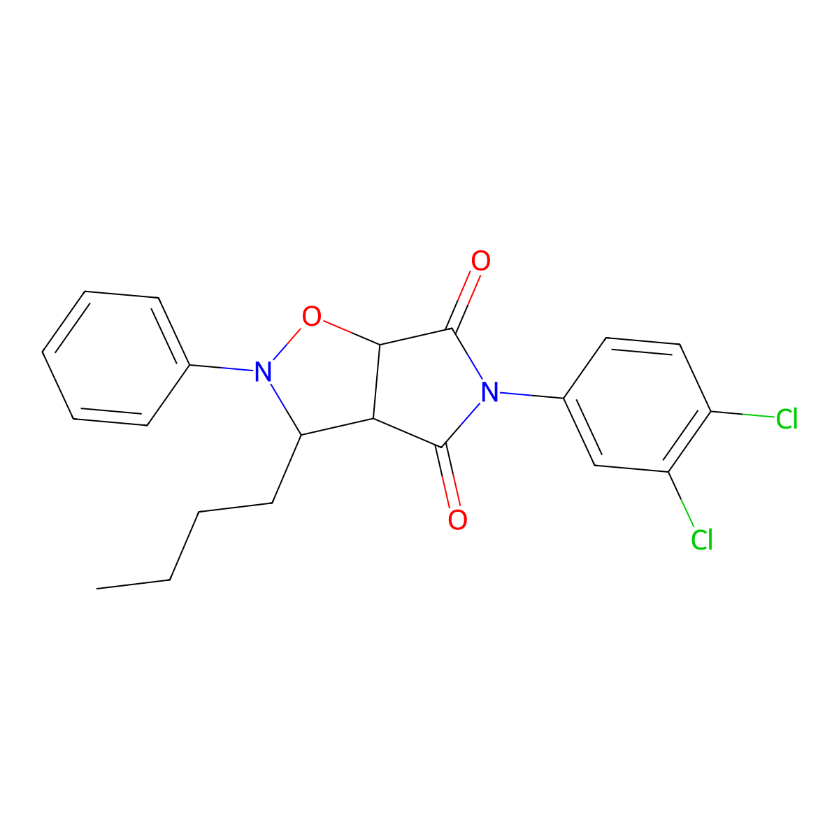 3-butyl-5-(3,4-dichlorophenyl)-2-phenyldihydro-2H-pyrrolo[3,4-d][1,2]oxazole-4,6(3H,5H)-dione molecular structure, CAS 1008068-25-4