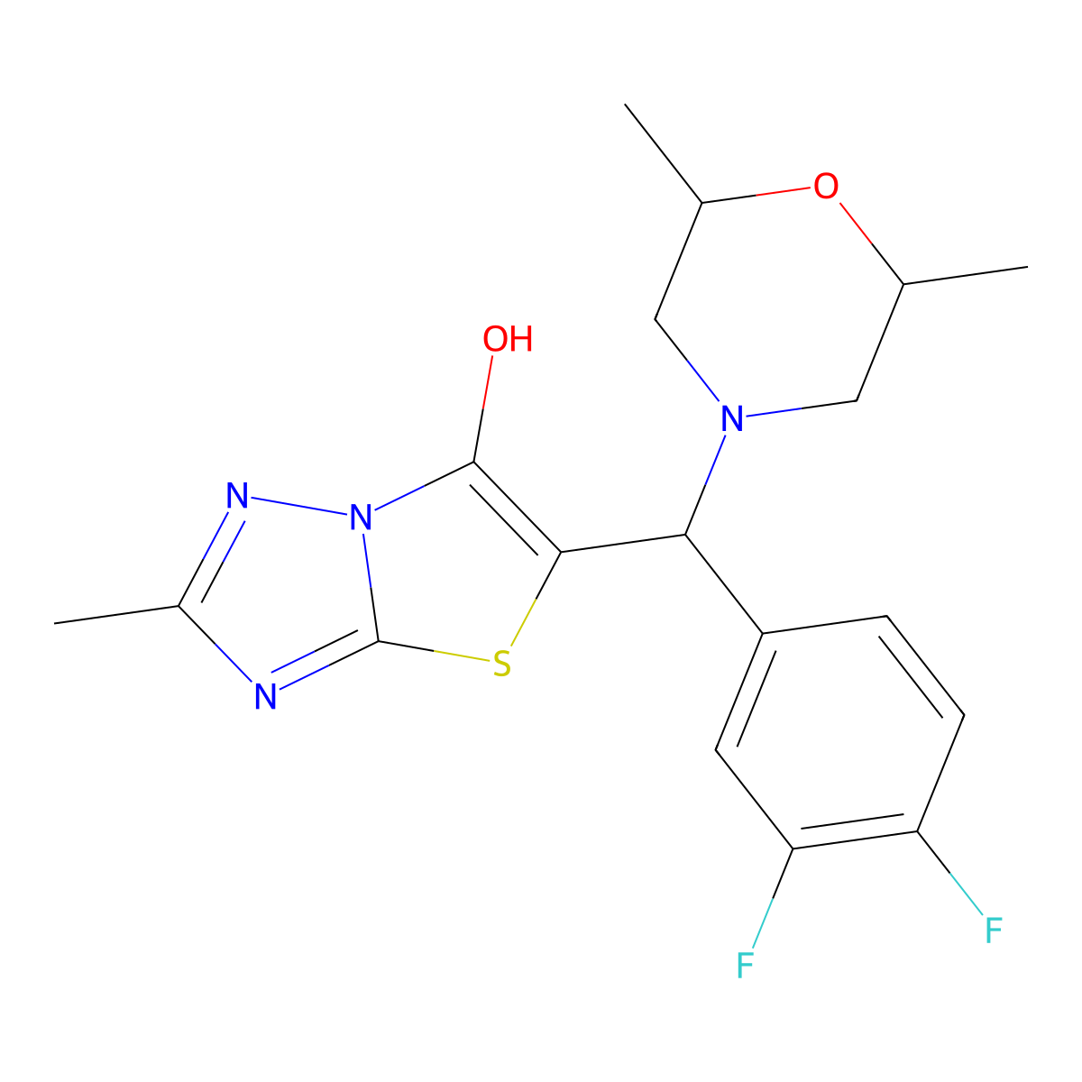 5-((3,4-Difluorophenyl)(2,6-dimethylmorpholino)methyl)-2-methylthiazolo[3,2-b][1,2,4]triazol-6-ol molecular structure, CAS 1008068-97-0