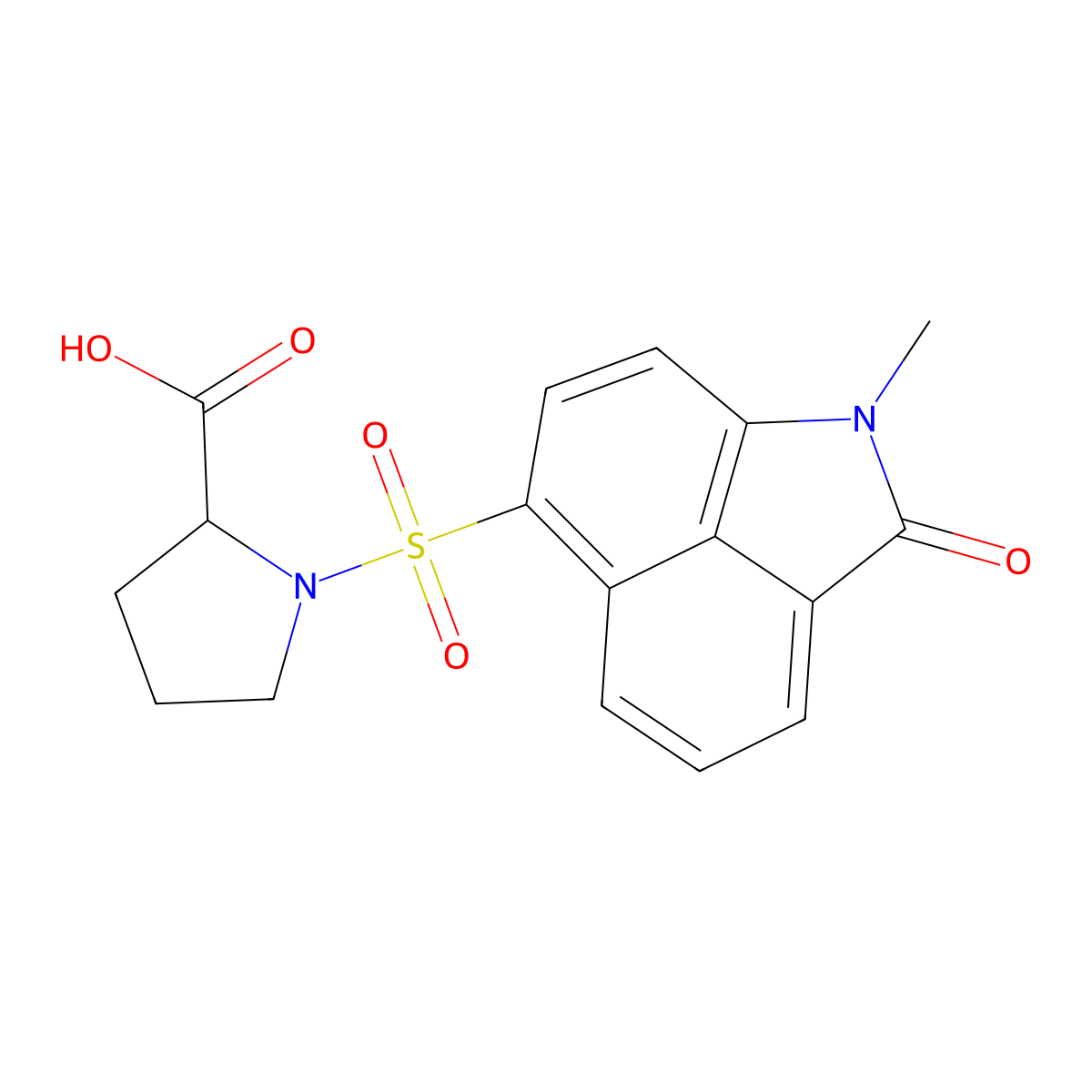1-[(1-Methyl-2-oxo-1,2-dihydrobenzo[cd]indol-6-yl)sulfonyl]proline molecular structure, CAS 1008069-44-0