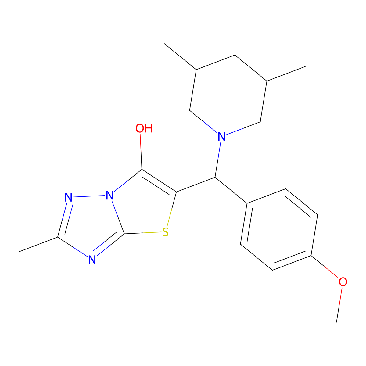 5-((3,5-Dimethylpiperidin-1-yl)(4-methoxyphenyl)methyl)-2-methylthiazolo[3,2-b][1,2,4]triazol-6-ol molecular structure, CAS 1008069-59-7
