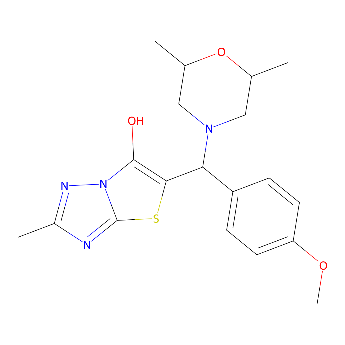 5-((2,6-Dimethylmorpholino)(4-methoxyphenyl)methyl)-2-methylthiazolo[3,2-b][1,2,4]triazol-6-ol molecular structure, CAS 1008069-60-0