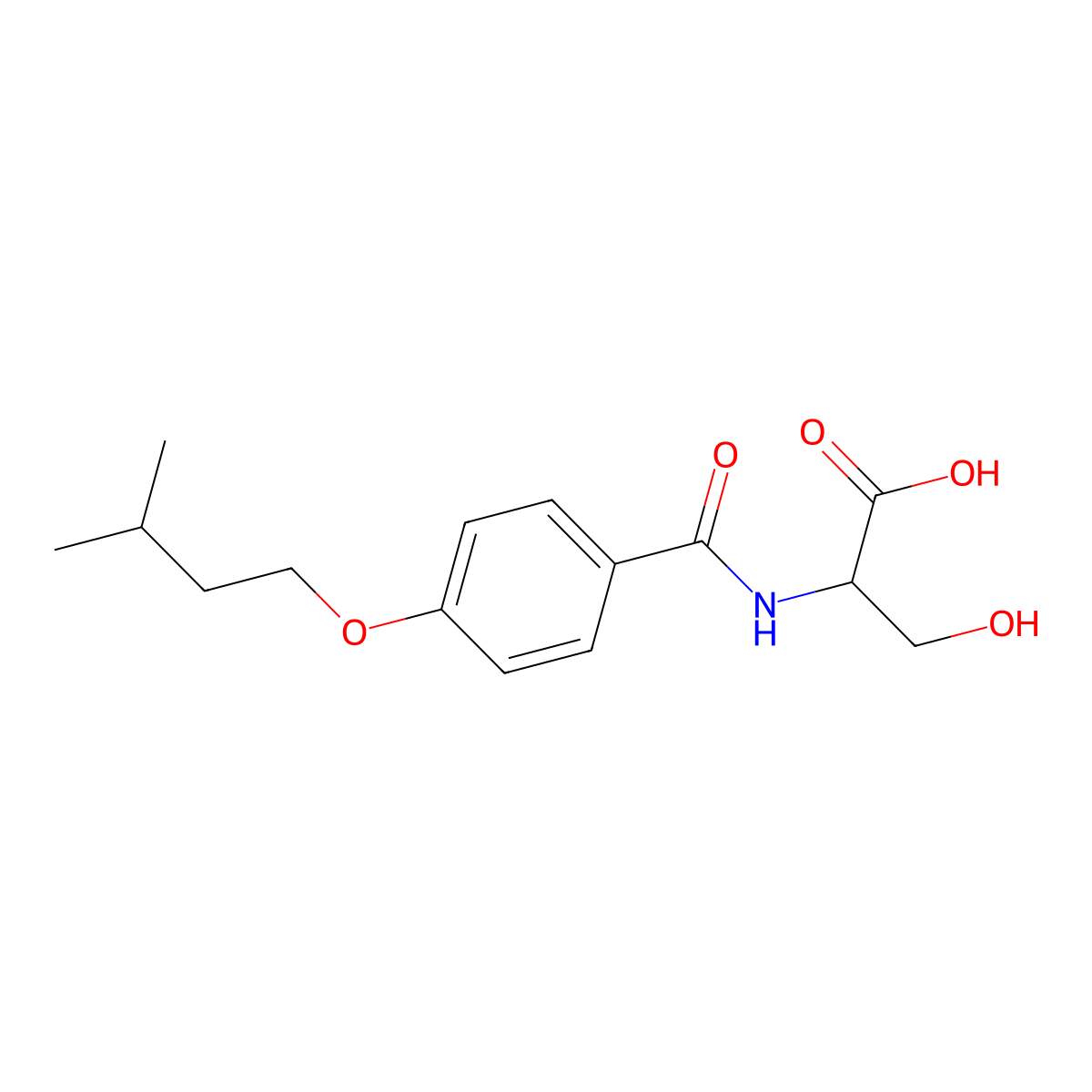 3-Hydroxy-2-[4-(3-methyl-butoxy)-benzoylamino]-propionic acid molecular structure, CAS 1008069-91-7