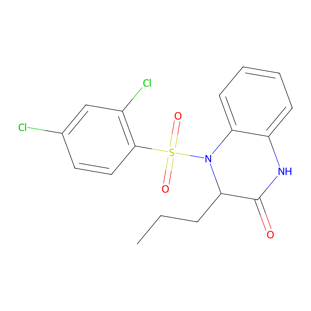 4-[(2,4-dichlorophenyl)sulfonyl]-3-propyl-3,4-dihydro-2(1H)-quinoxalinone molecular structure, CAS 1008070-10-7