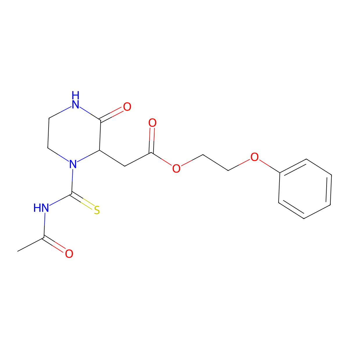 2-Phenoxyethyl 2-(1-(acetylcarbamothioyl)-3-oxopiperazin-2-yl)acetate molecular structure, CAS 1008070-84-5