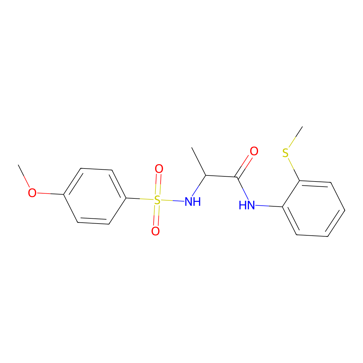 2-[(4-methoxyphenyl)sulfonylamino]-N-(2-methylsulfanylphenyl)propanamide molecular structure, CAS 1008074-10-9