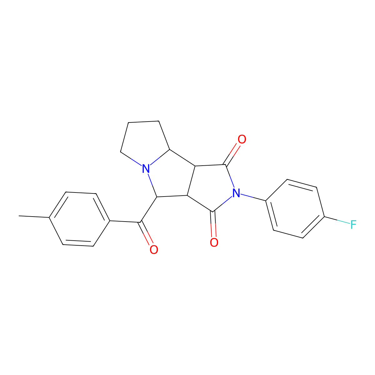 2-(4-fluorophenyl)-4-[(4-methylphenyl)carbonyl]hexahydropyrrolo[3,4-a]pyrrolizine-1,3(2H,4H)-dione molecular structure, CAS 1008079-00-2