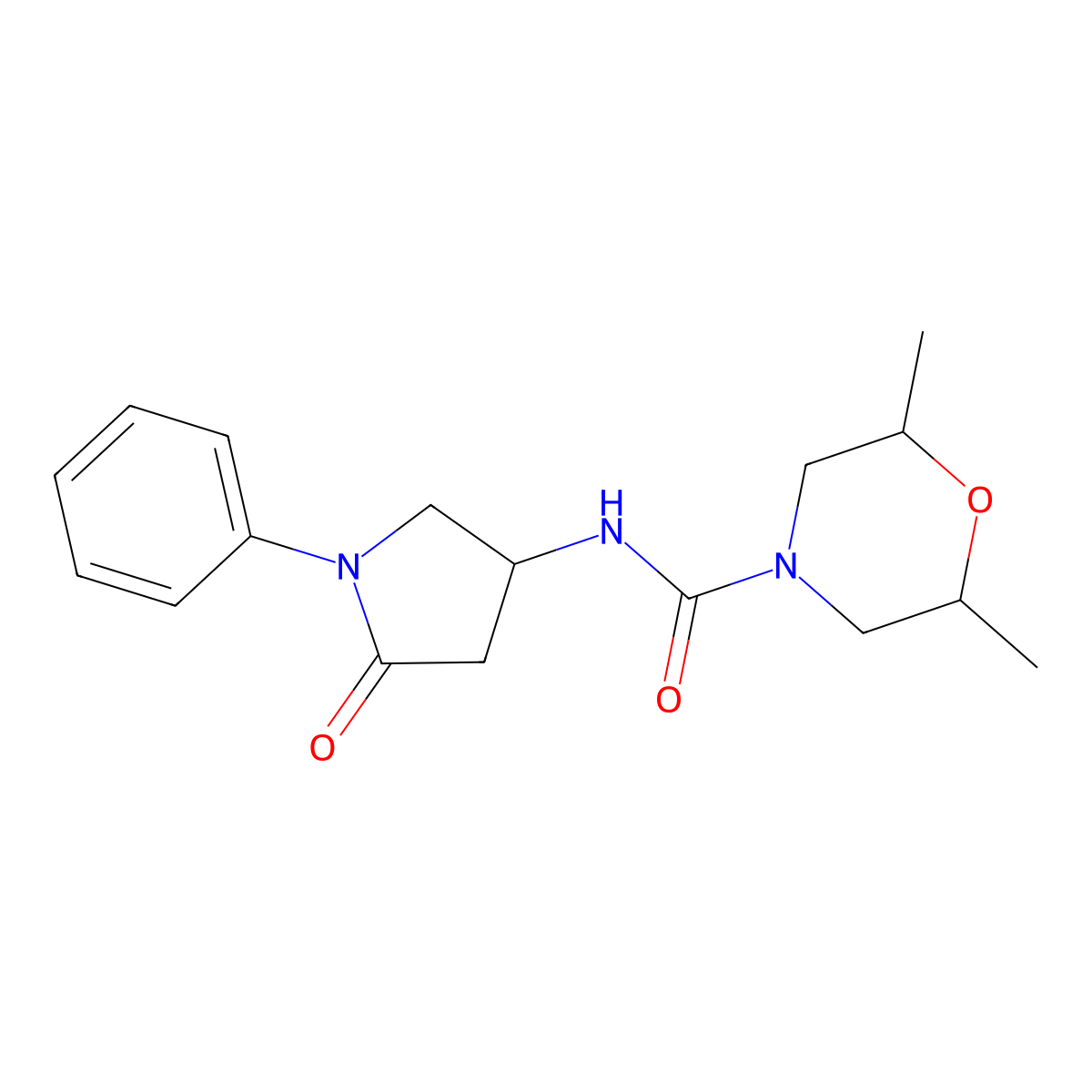 2,6-dimethyl-N-(5-oxo-1-phenylpyrrolidin-3-yl)morpholine-4-carboxamide molecular structure, CAS 1008080-35-0