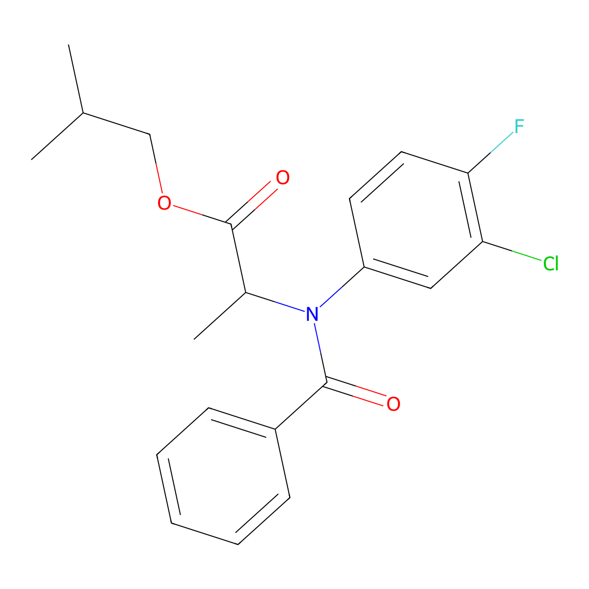 Isobutyl 2-(benzoyl-3-chloro-4-fluoroanilino)propanoate molecular structure, CAS 1008080-46-3
