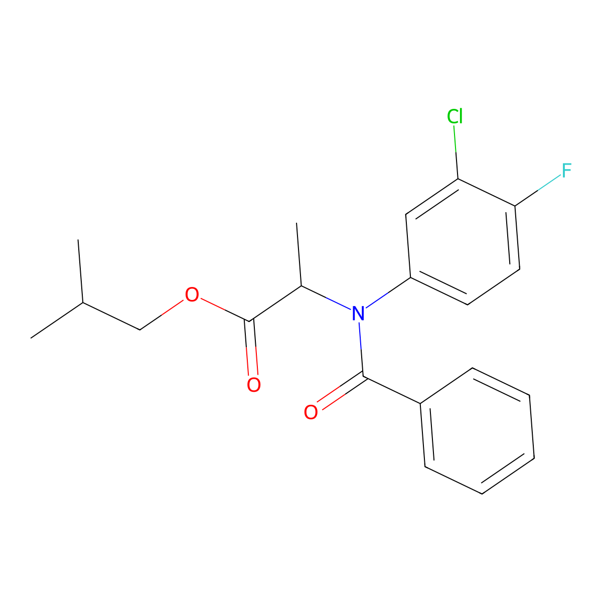 Isobutyl 2-(benzoyl-3-chloro-4-fluoroanilino)propanoate molecular structure, CAS 1008080-46-3