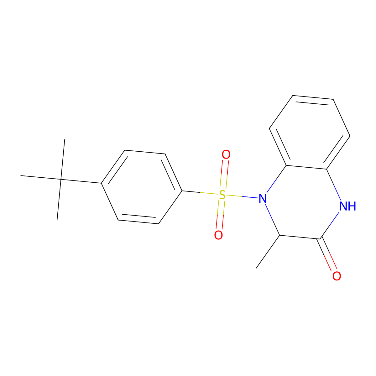 4-{[4-(tert-butyl)phenyl]sulfonyl}-3-methyl-3,4-dihydro-2(1H)-quinoxalinone molecular structure, CAS 1008080-48-5