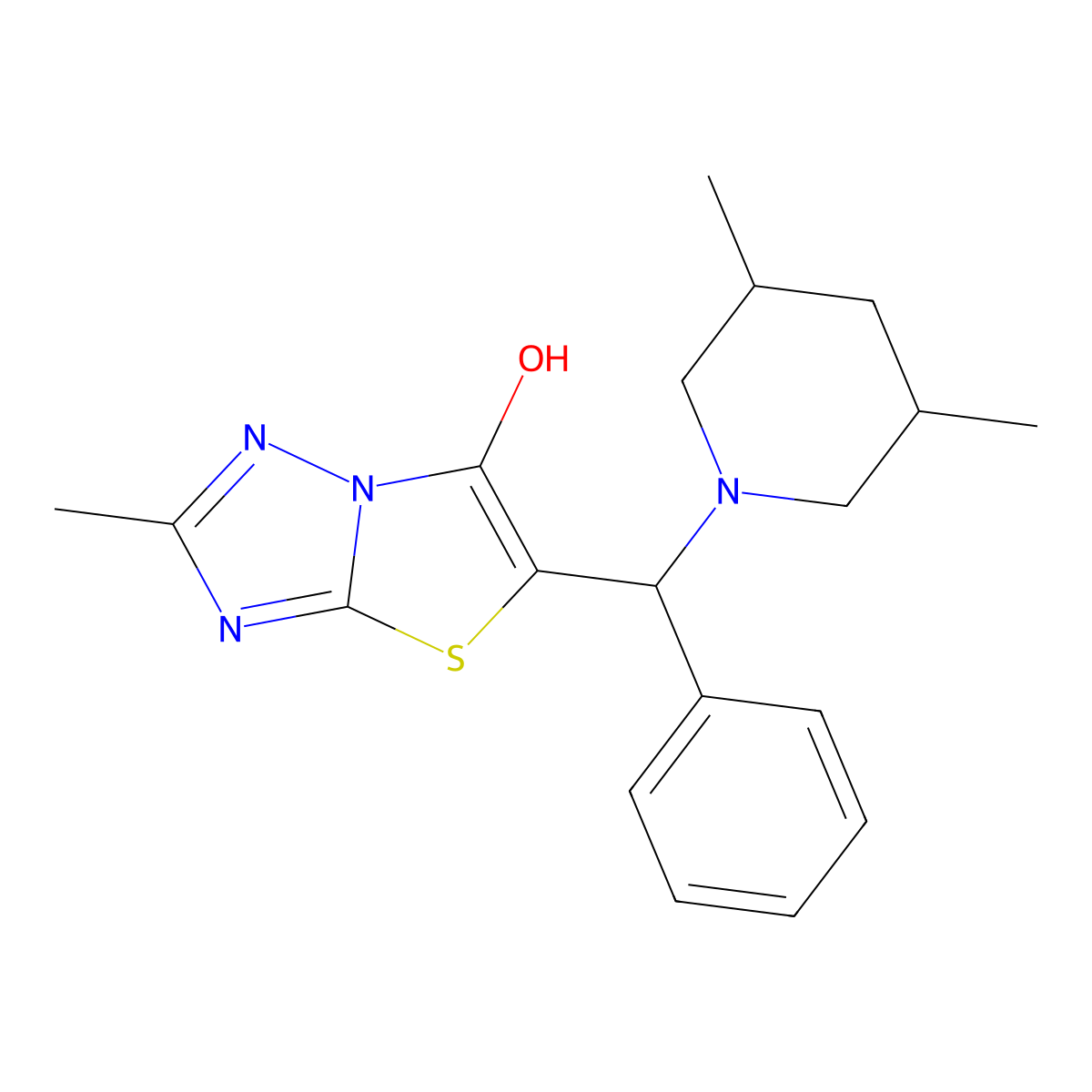5-((3,5-Dimethylpiperidin-1-yl)(phenyl)methyl)-2-methylthiazolo[3,2-b][1,2,4]triazol-6-ol molecular structure, CAS 1008080-56-5