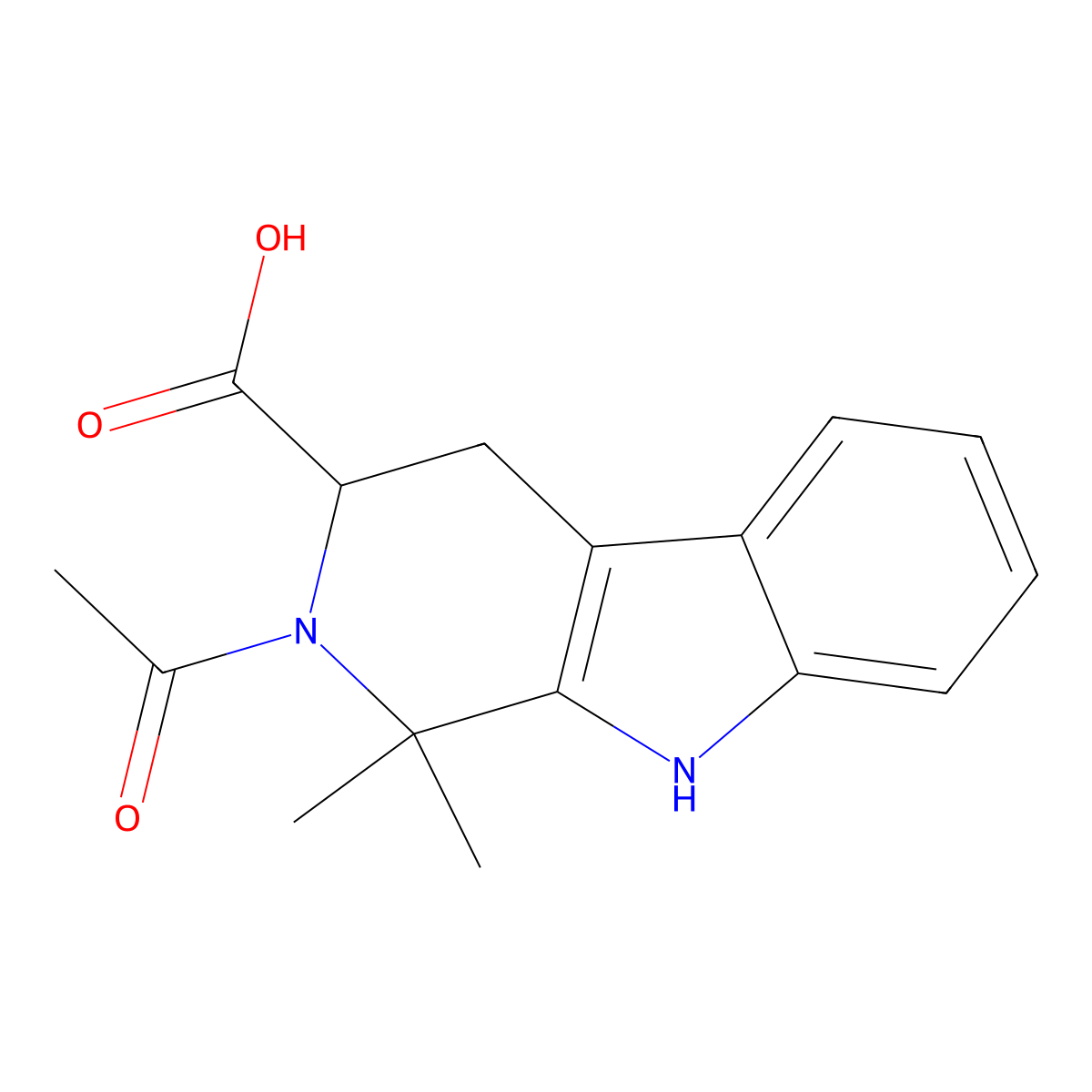 2-Acetyl-1,1-dimethyl-2,3,4,9-tetrahydro-1H-beta-carboline-3-carboxylic acid molecular structure, CAS 1008081-01-3
