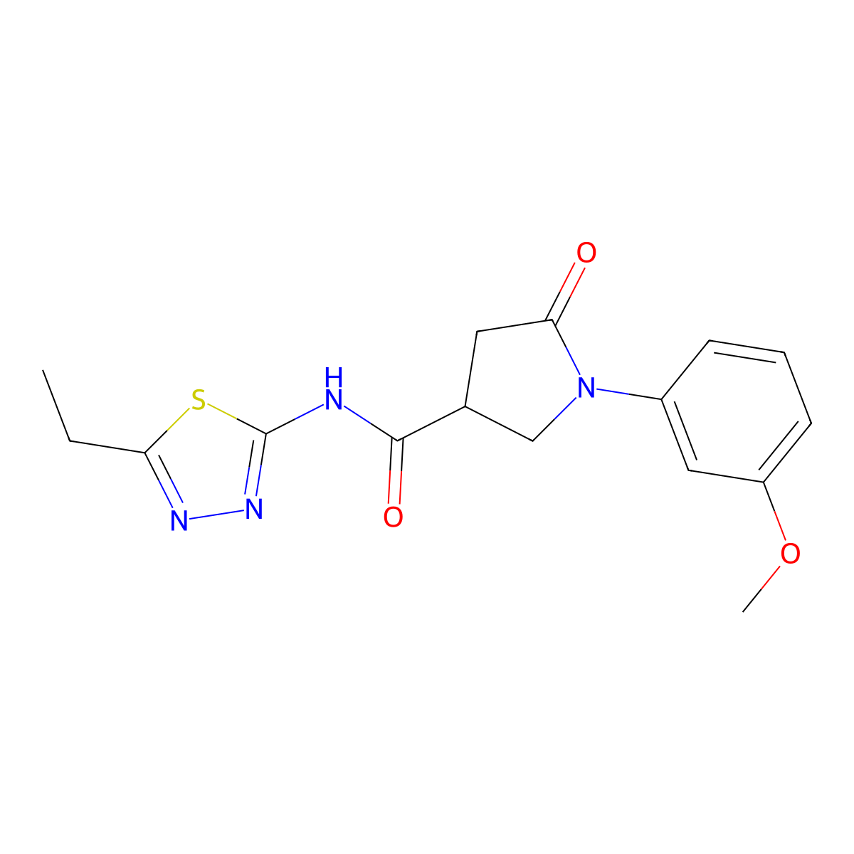 N-(5-ethyl-1,3,4-thiadiazol-2-yl)-1-(3-methoxyphenyl)-5-oxopyrrolidine-3-carboxamide molecular structure, CAS 1008085-51-5