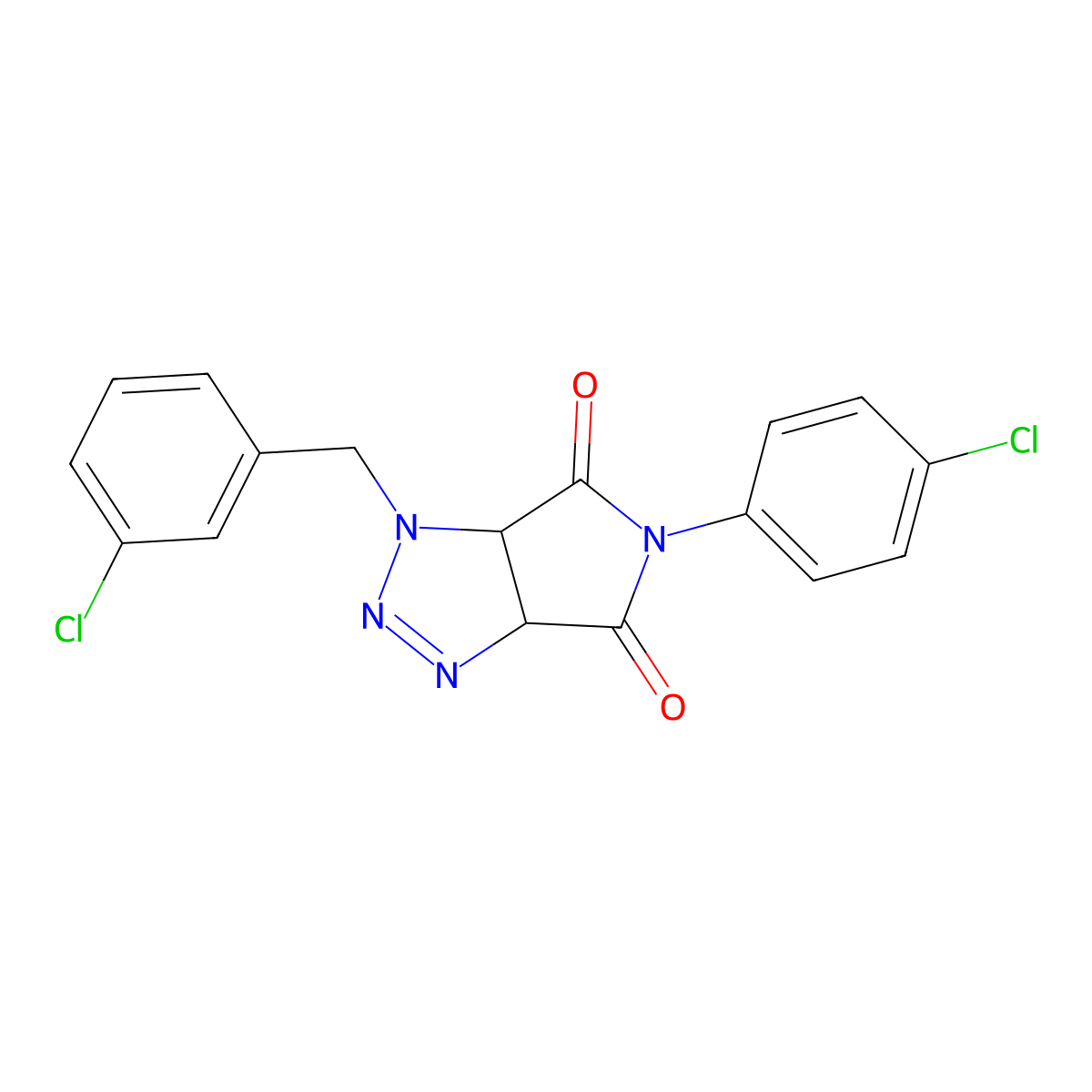 1-(3-chlorobenzyl)-5-(4-chlorophenyl)-3a,6a-dihydropyrrolo[3,4-d][1,2,3]triazole-4,6(1H,5H)-dione molecular structure, CAS 1008089-08-4