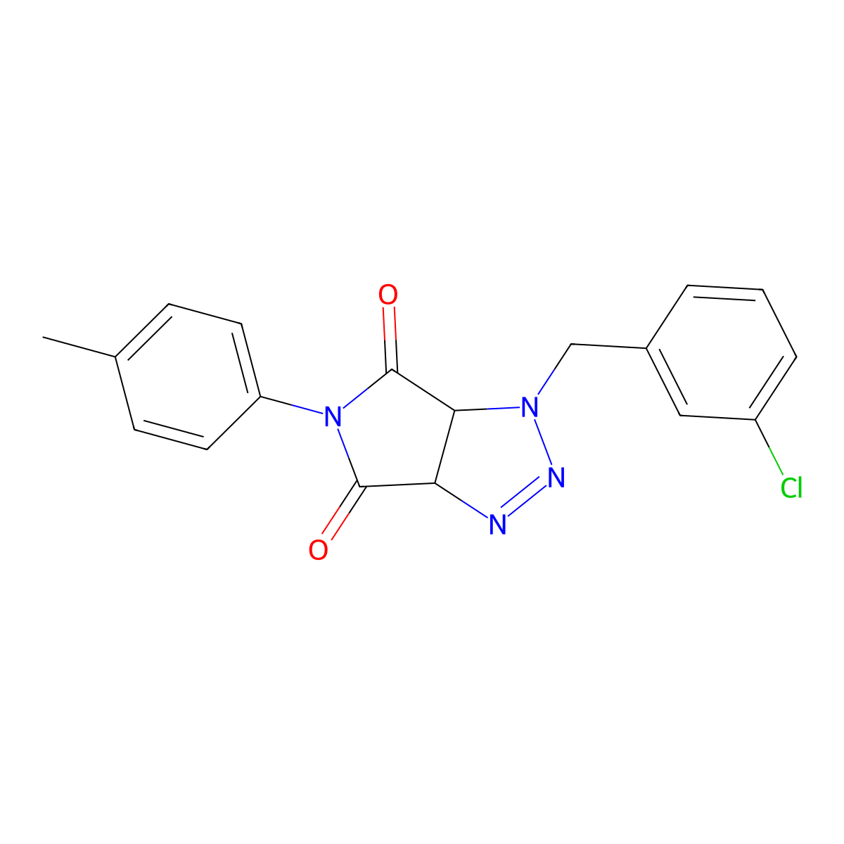 1-(3-chlorobenzyl)-5-(4-methylphenyl)-3a,6a-dihydropyrrolo[3,4-d][1,2,3]triazole-4,6(1H,5H)-dione molecular structure, CAS 1008089-40-4
