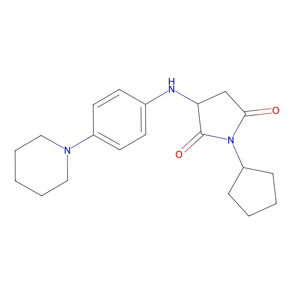 1-Cyclopentyl-3-((4-(piperidin-1-yl)phenyl)amino)pyrrolidine-2,5-dione molecular structure, CAS 1008091-55-1