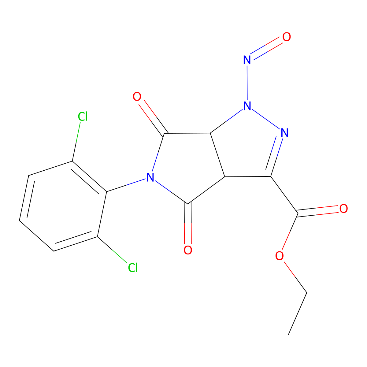 Ethyl 5-(2,6-dichlorophenyl)-1-nitroso-4,6-dioxo-1,3a,4,5,6,6a-hexahydropyrrolo[3,4-c]pyrazole-3-carboxylate molecular structure, CAS 1008091-56-2