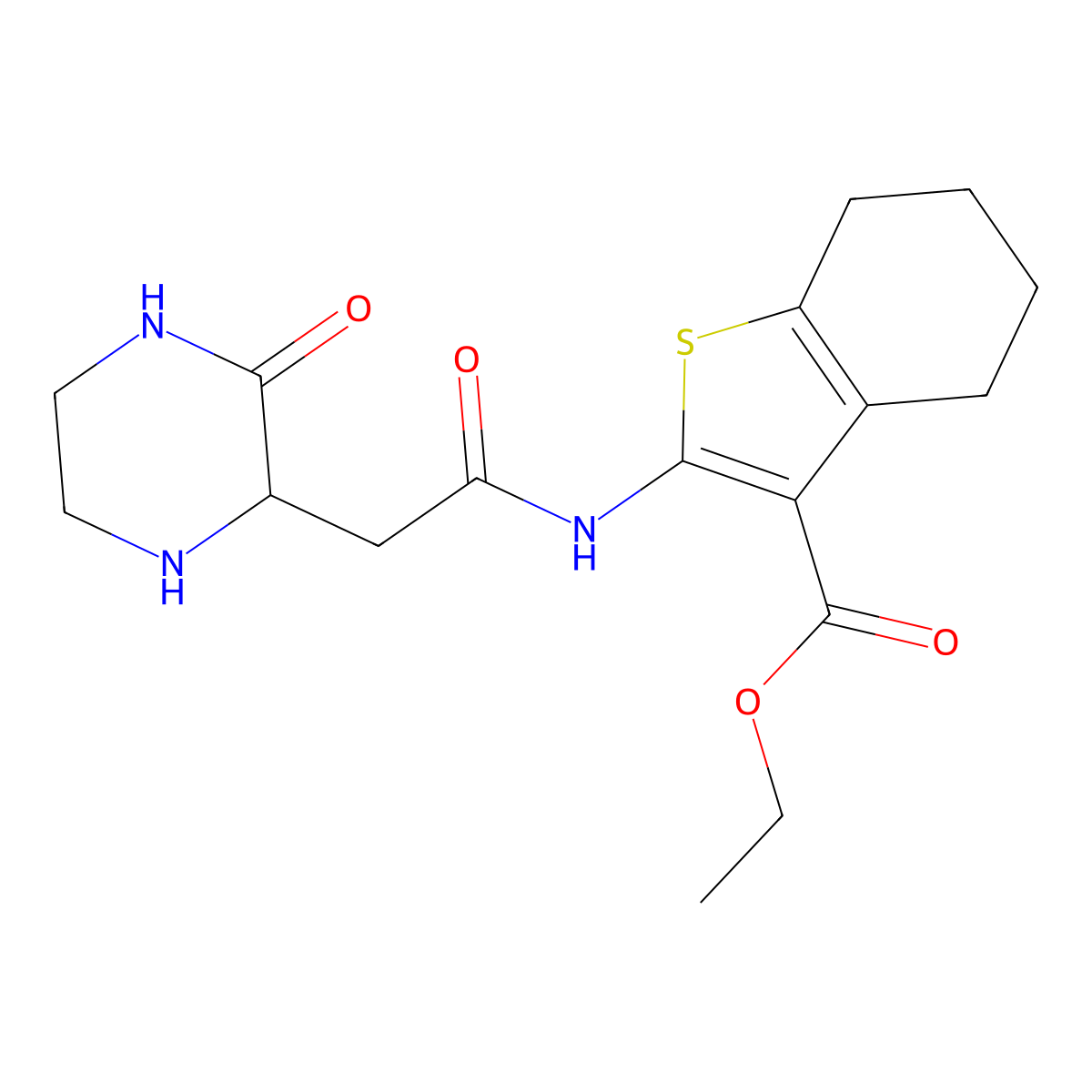 Ethyl 2-{[(3-oxopiperazin-2-yl)acetyl]amino}-4,5,6,7-tetrahydro-1-benzothiophene-3-carboxylate molecular structure, CAS 1008091-78-8