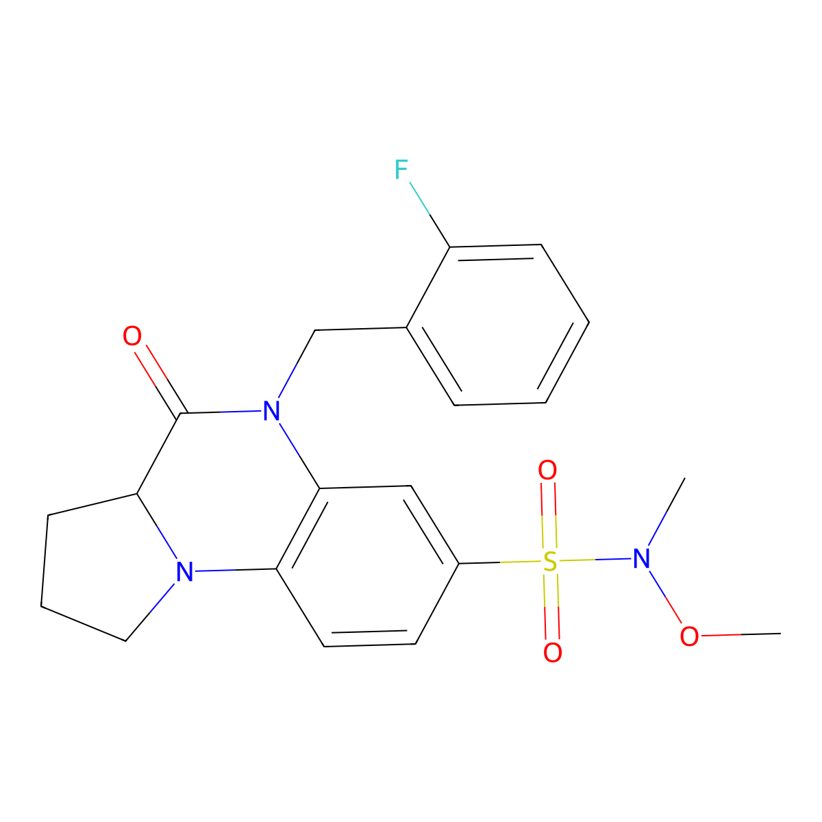 5-(2-fluorobenzyl)-N-methoxy-N-methyl-4-oxo-1,2,3,3a,4,5-hexahydropyrrolo[1,2-a]quinoxaline-7-sulfonamide molecular structure, CAS 1008092-12-3